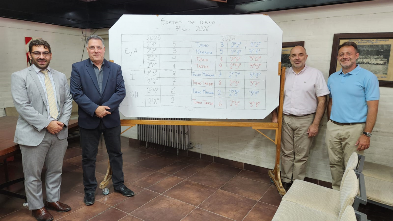 imagen Resultado del sorteo de turnos para los terceros años 2026