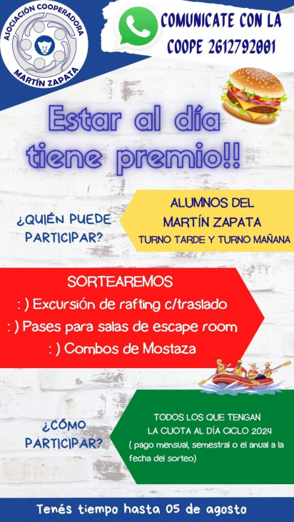 imagen Sorteo de la Cooperadora escolar: estar al día tiene premio!