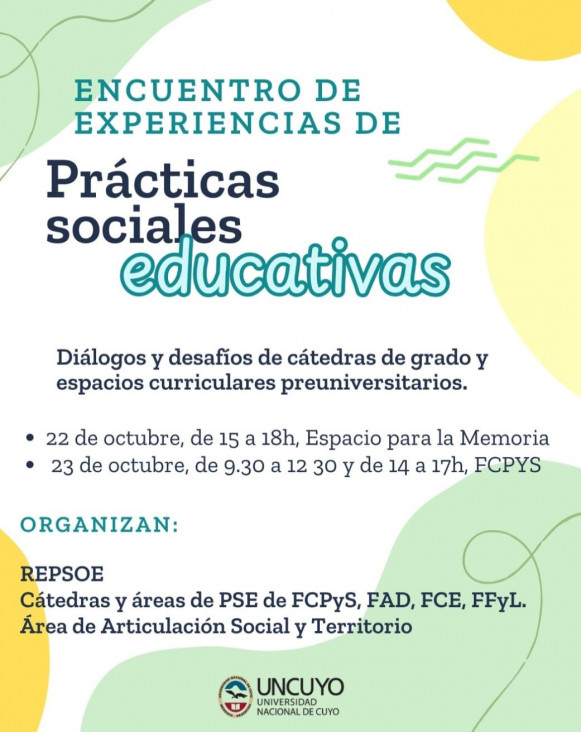imagen La UNCuyo realizará un Encuentro de Experiencias de Prácticas Sociales Educativas
