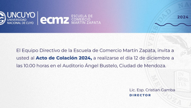 imagen Invitación al acto de colación de la promoción 2024