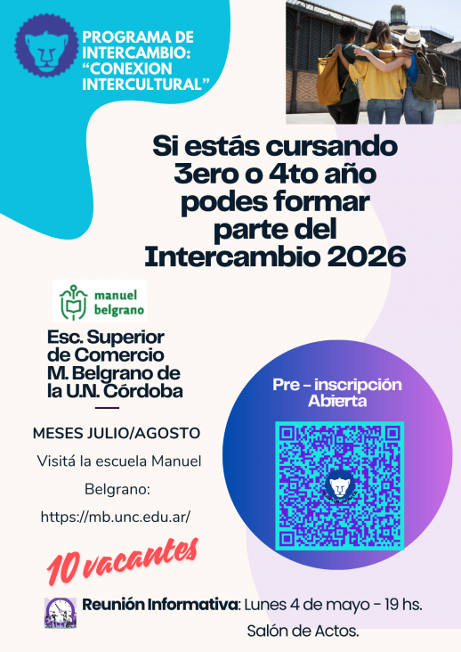 imagen Intercambio Educativo 2026: convocatoria abierta para estudiantes de 3º y 4º año