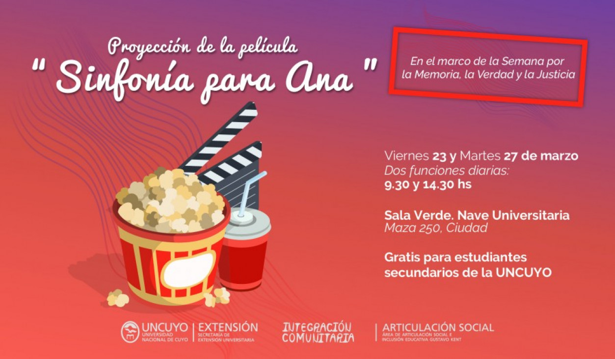 imagen Se proyectará el film «Sinfonía para Ana» para estudiantes de colegios de la UNCuyo