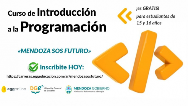 imagen Está abierta la inscripción para el curso de Introducción a la Programación para estudiantes «Mendoza sos futuro»