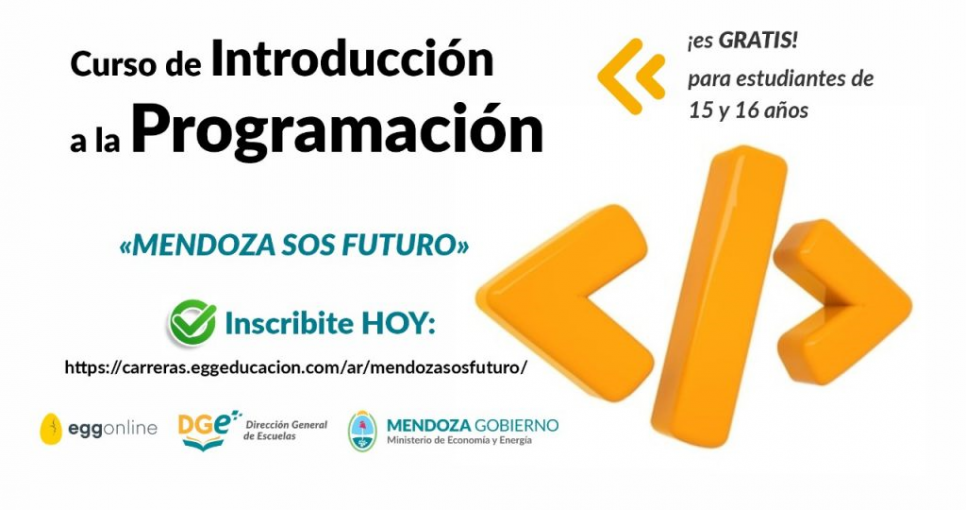 imagen Está abierta la inscripción para el curso de Introducción a la Programación para estudiantes «Mendoza sos futuro»